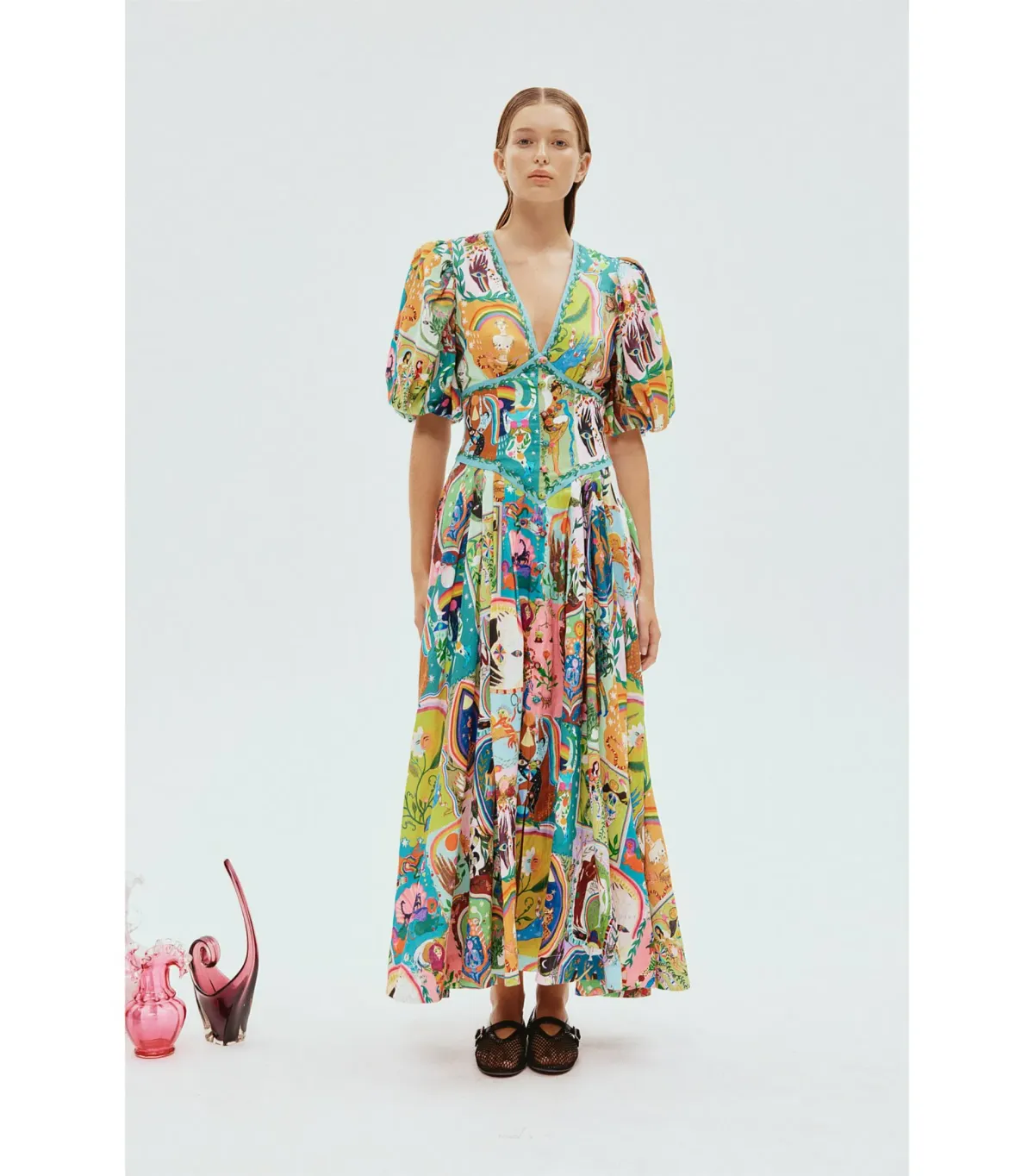 Alémais Evergreen Midi Dress Multi Size AU 14 - Image 1