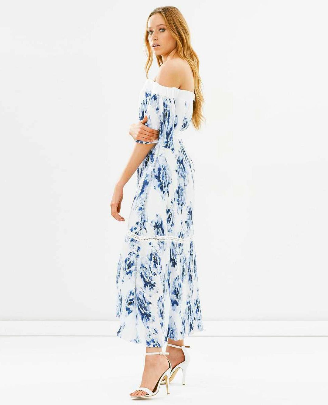 Talulah off the shoulder blue and white floral dress 12 for rent on The Volte - main image
