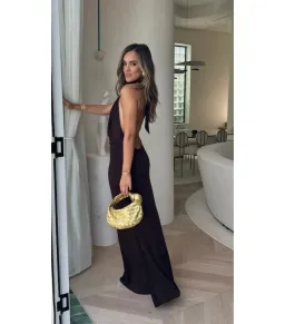 Sneaky Link Saint Plunge Maxi Dress Cocoa Size AU 8 for rent on The Volte - image 2