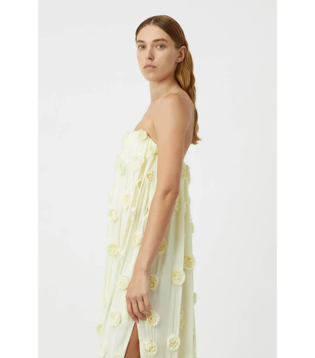 Camilla and Marc Daphne Strapless Dress in Lemon Yellow Size AU 6 for rent on The Volte - main image