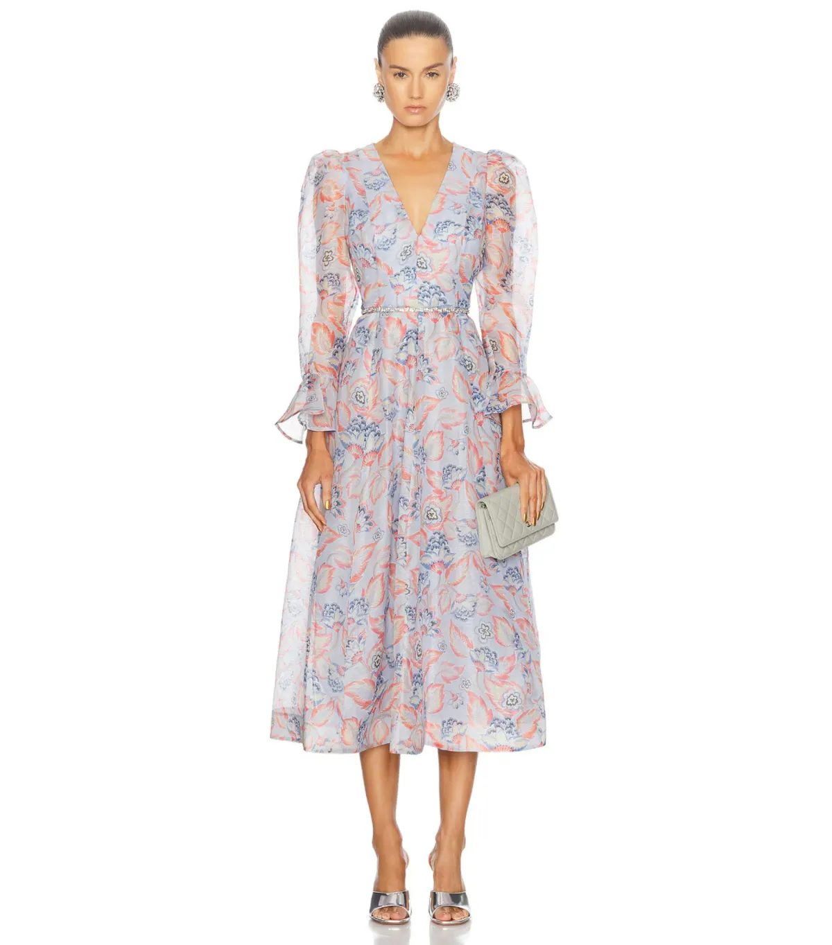 Zimmermann Eden Long Sleeve Midi Dress in Sapphire Eden Size 3 / AU 14 for rent on The Volte - main image