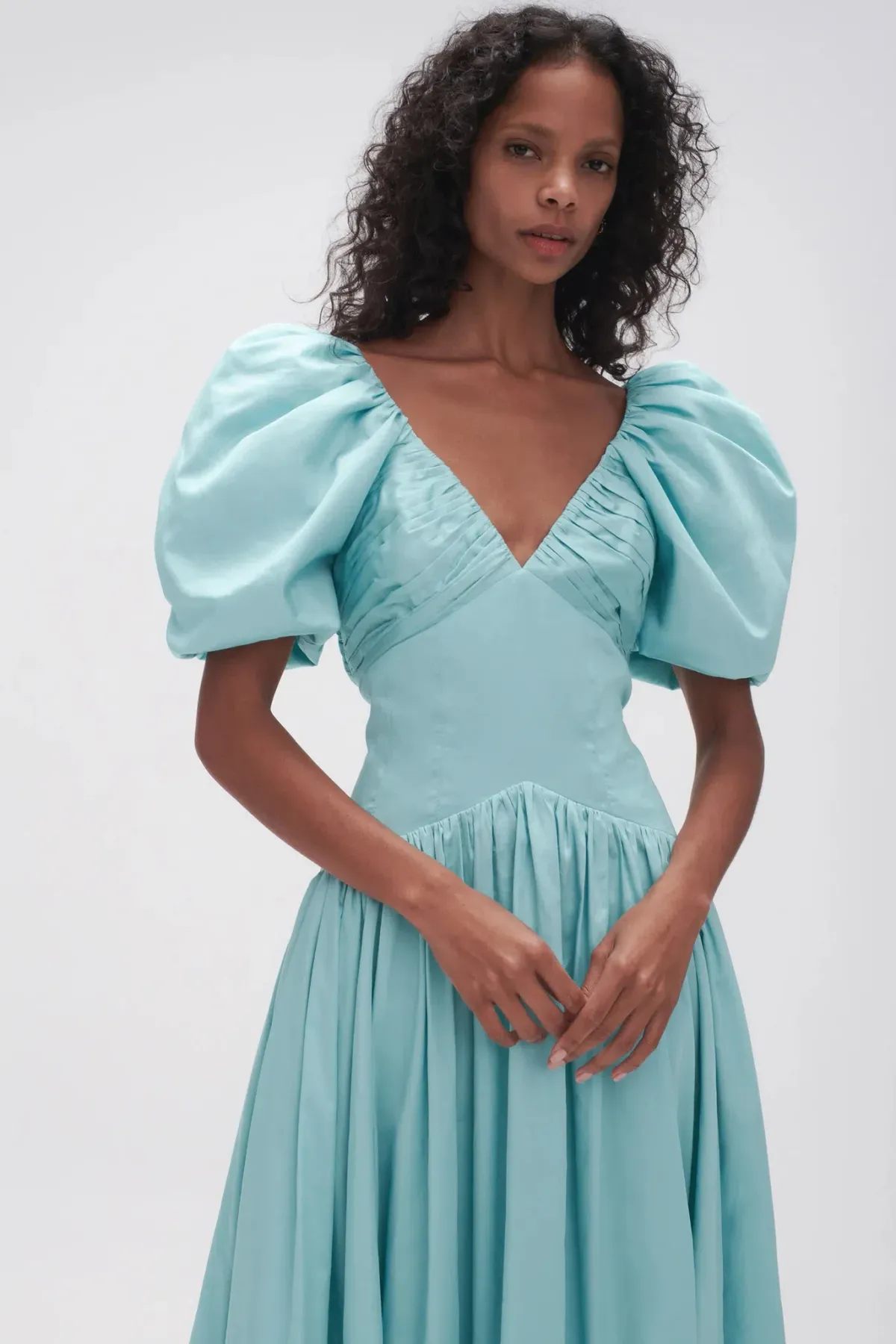 Aje Gabrielle Plunge Midi Dress Spearmint Blue Size AU 10 - Image 3