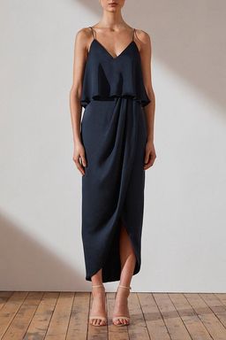 Shona Joy Luxe Cocktail Frill Dress in Sapphire Navy Size 12 for rent on The Volte - image 1