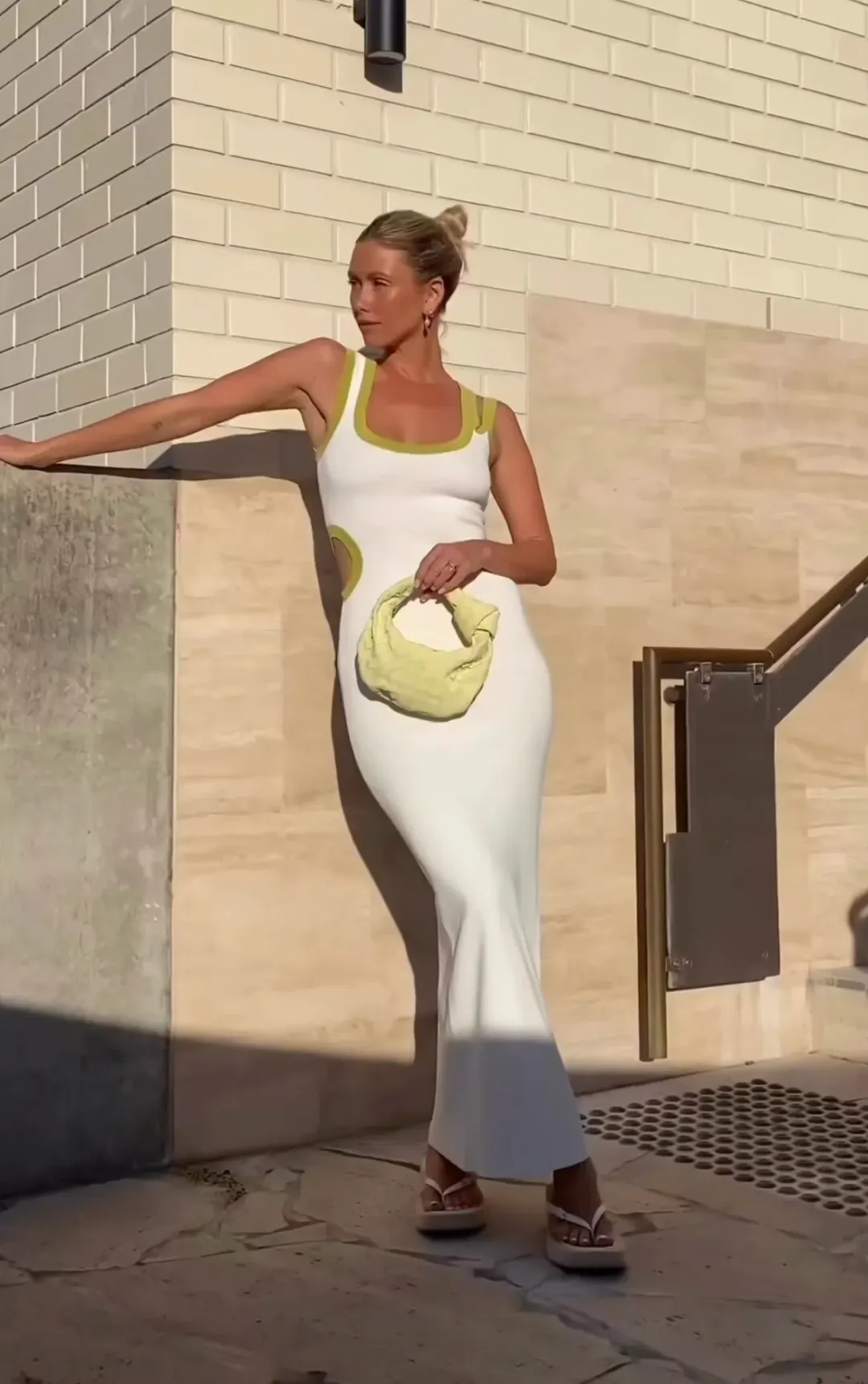 Sir the Label Evalina Cut Out Dress - Citrus/White - Size 1 (8) for rent on The Volte - main image