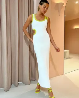 Sir the Label Evalina Cut Out Dress - Citrus/White - Size 1 (8) for rent on The Volte - image 1