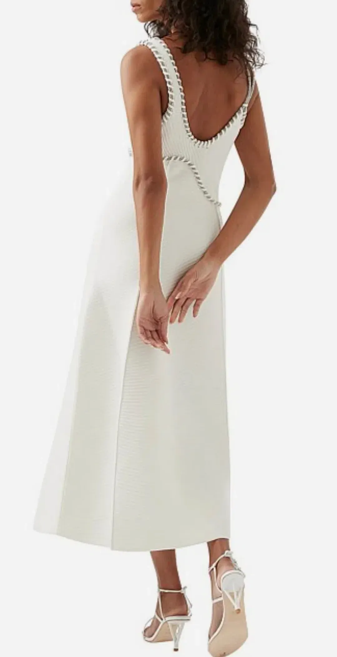 Aje Carve Abstract Knit Dress - White - Size S for rent on The Volte - main image