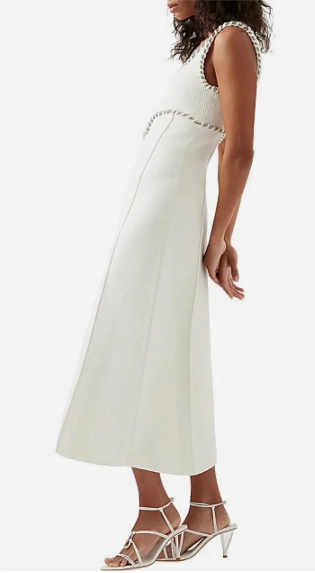 Aje Carve Abstract Knit Dress - White - Size S for rent on The Volte - main image