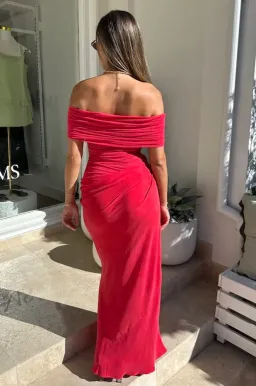 Benni Nico Off Shoulder Maxi Dress Watermelon Size 6 for rent on The Volte - image 2