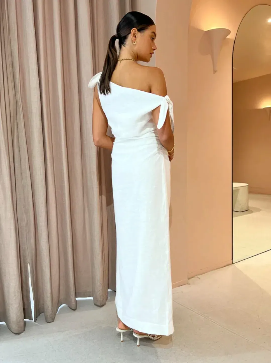 Sir the Label Bettina Off Shoulder Dress Ivory Size 2/10 for rent on The Volte - main image