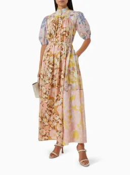 Zimmermann Pop Puff Sleeve Maxi Dress Spliced Size 0 / AU 8 for rent on The Volte - image 1