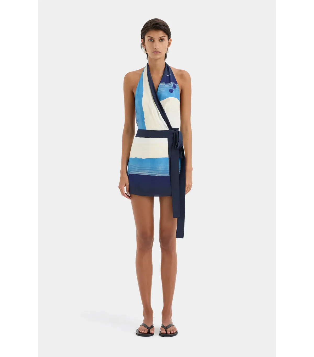 Sir the Label Mariner Wrap Halter Mini Dress Shoreline Stripe Size AU 3 / AU 12 - Image 1