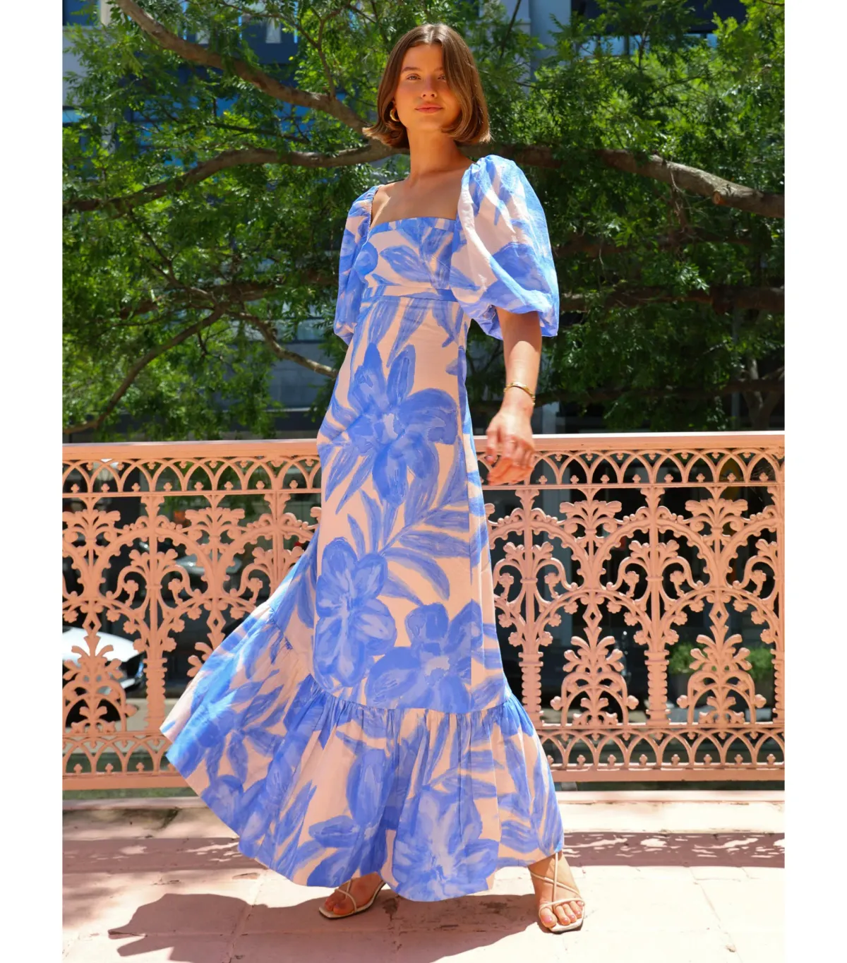 By Nicola Camille Maxi Dress in Blue Lagoon Size AU 10 for rent on The Volte - main image
