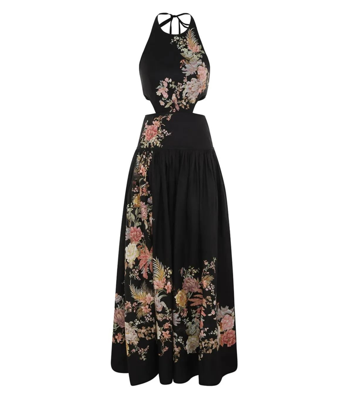 Zimmermann Tallow Halter Midi Dress in Black Multi Floral Size 1 / AU 10 - Image 4