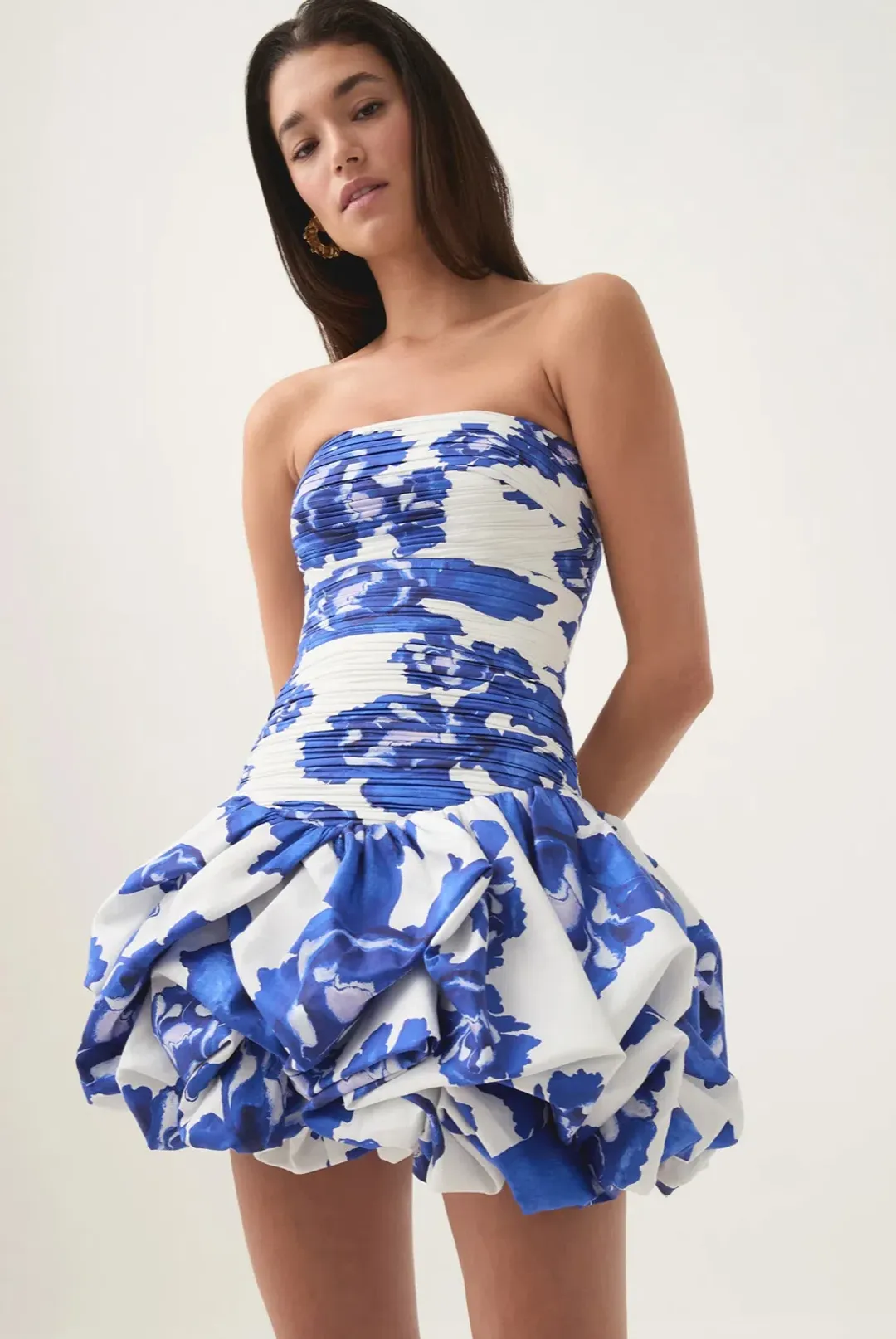 Aje Violette Bubble Hem Mini Dress Boldly Blooming Cobalt Size XS / AU 6 for rent on The Volte - main image