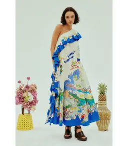 Alemais Nadia One Shoulder Ruffle Dress Print Size AU 10 for rent on The Volte - image 1