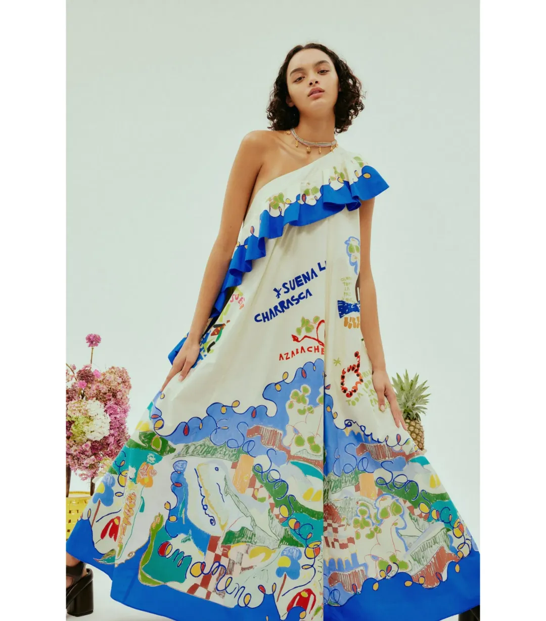 Alemais Nadia One Shoulder Ruffle Dress Print Size AU 10 for rent on The Volte - main image