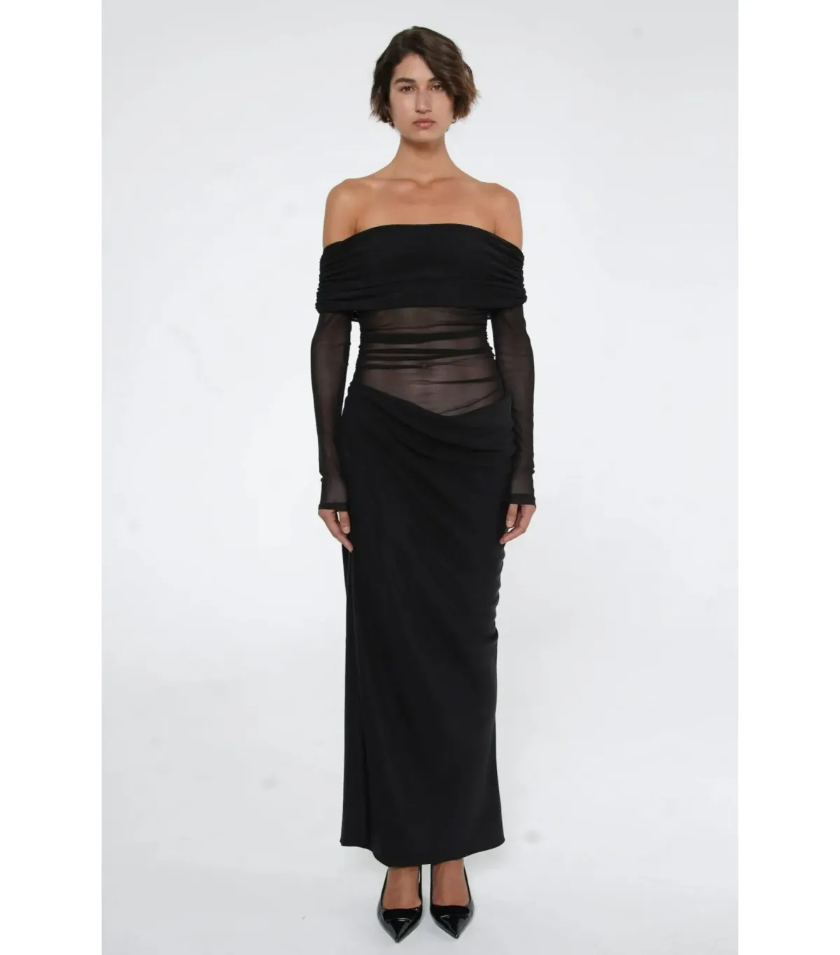 Benni Yasmin Off Shoulder Maxi Dress in Black Size AU 6 - Image 1