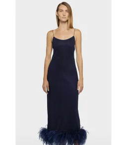 Oseree SS25 Lumière Plumage Slip Dress in Night Blue Size AU 6 for rent on The Volte - image 2