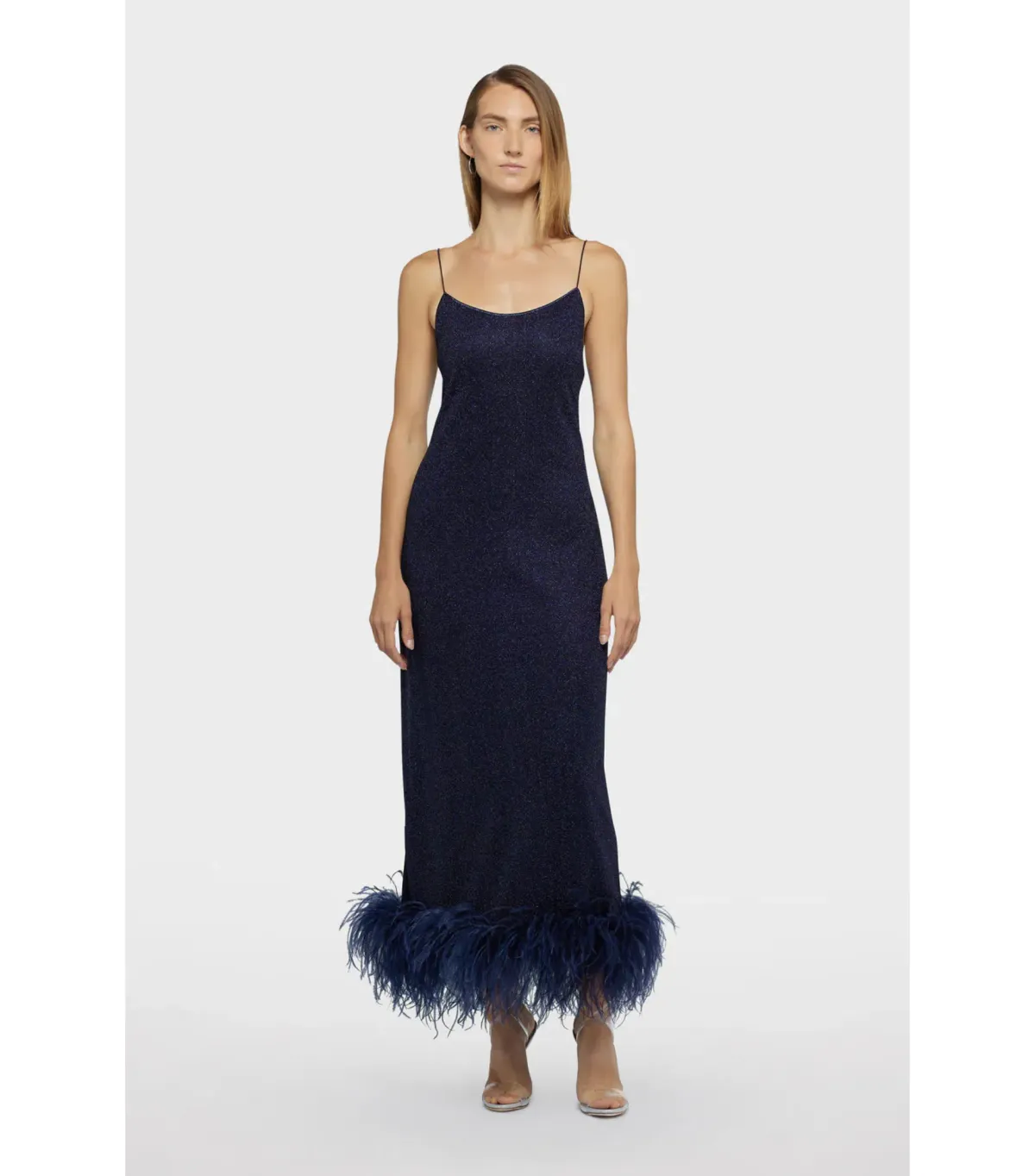 Oseree SS25 Lumière Plumage Slip Dress in Night Blue Size AU 6 - Image 1