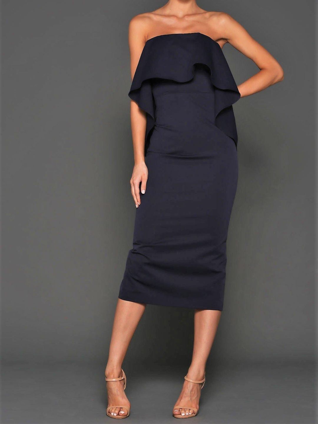 Elle Zeitoune Tanisha Dress Navy 12 for rent on The Volte - main image