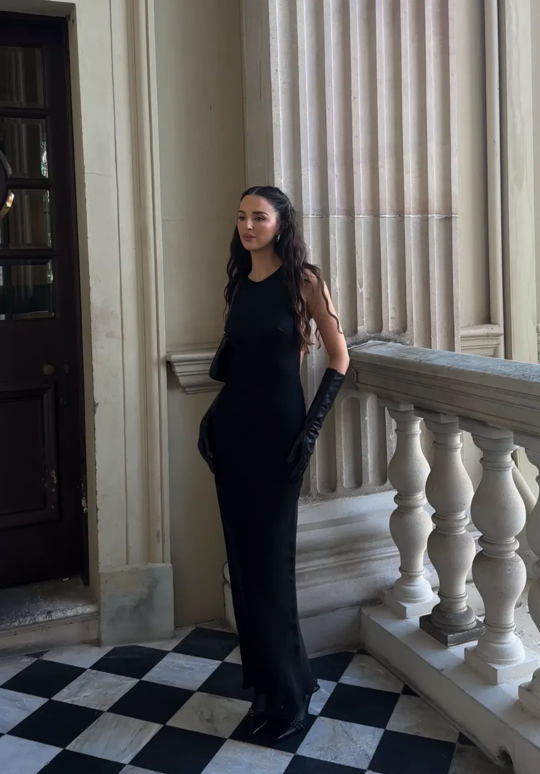 St Agni Pinstripe Silk Maxi Dress in Black Size 6 for rent on The Volte - main image