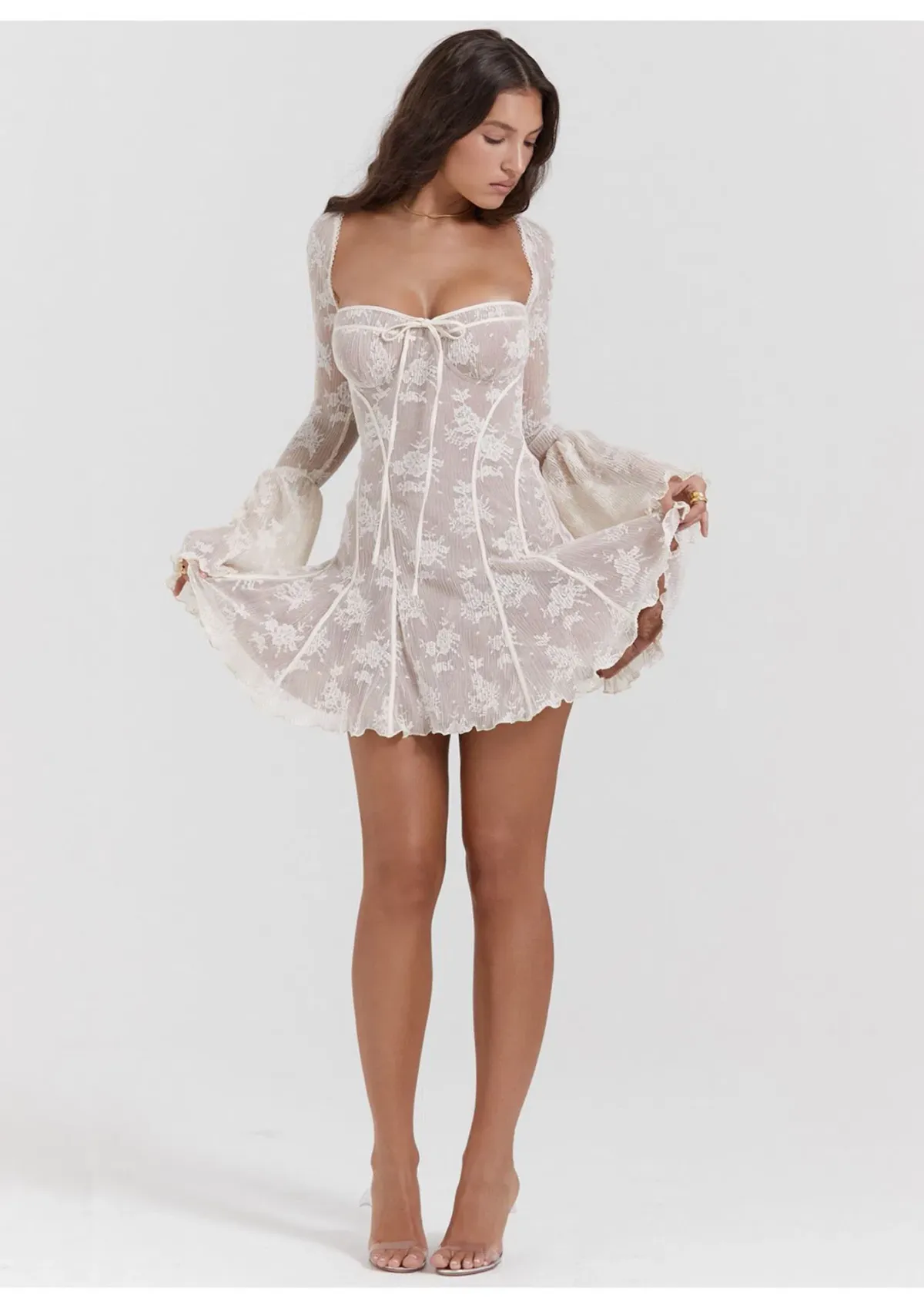 House of CB Analissa Lace Corset Mini Dress Vintage Cream Size 6 - Image 1
