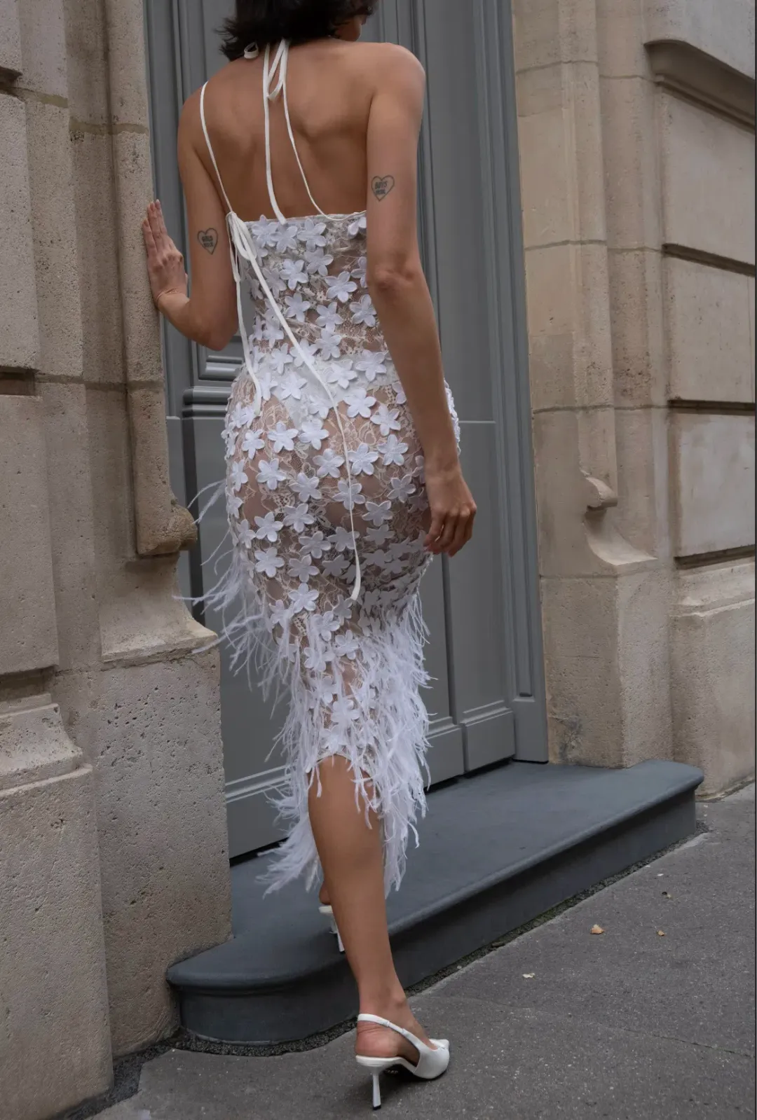 Roberta Einer Nadia Midi Dress Off White Size 8 for rent on The Volte - main image