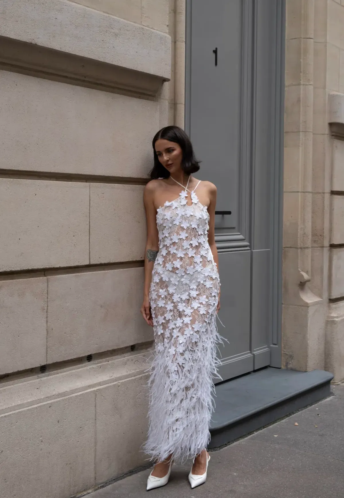 Roberta Einer Nadia Midi Dress Off White Size 8 for rent on The Volte - main image