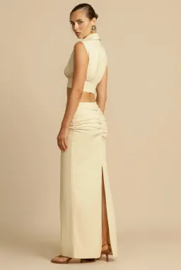 Arcina Ori Carmen Top & Skirt Set Stone Beige Size 6 for rent on The Volte - image 2