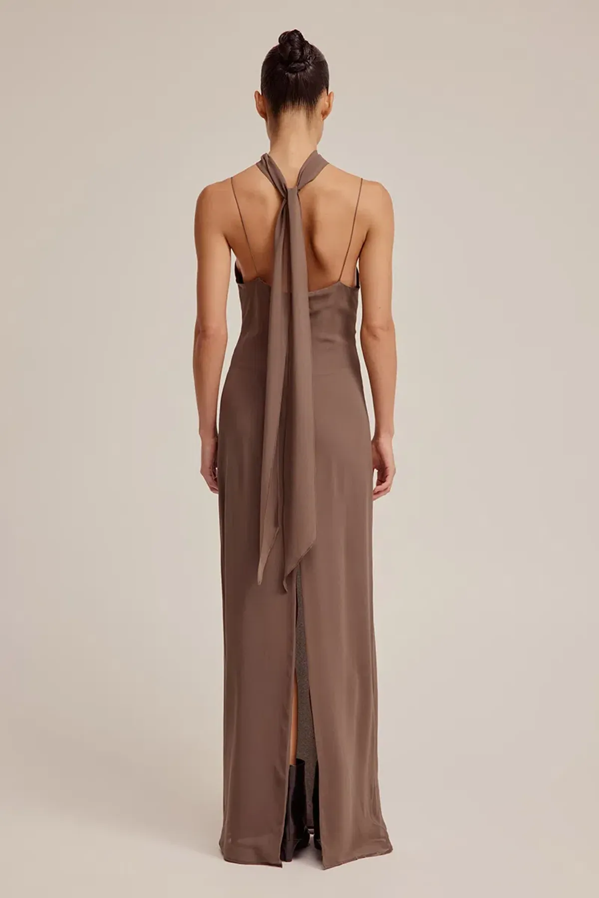 Venroy Silk Scarf Dress Brown Size 6 - Image 2