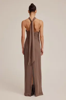 Venroy Silk Scarf Dress Brown Size 6 for rent on The Volte - image 2