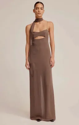 Venroy Silk Scarf Dress Brown Size 6 for rent on The Volte - image 4
