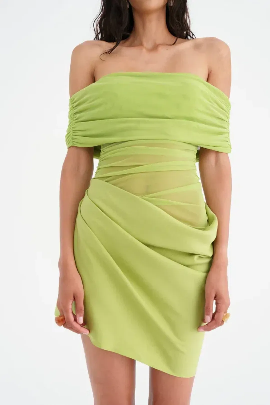 Benni Nico Off Shoulder Mini Dress Apple Size S / AU 8 for rent on The Volte - main image