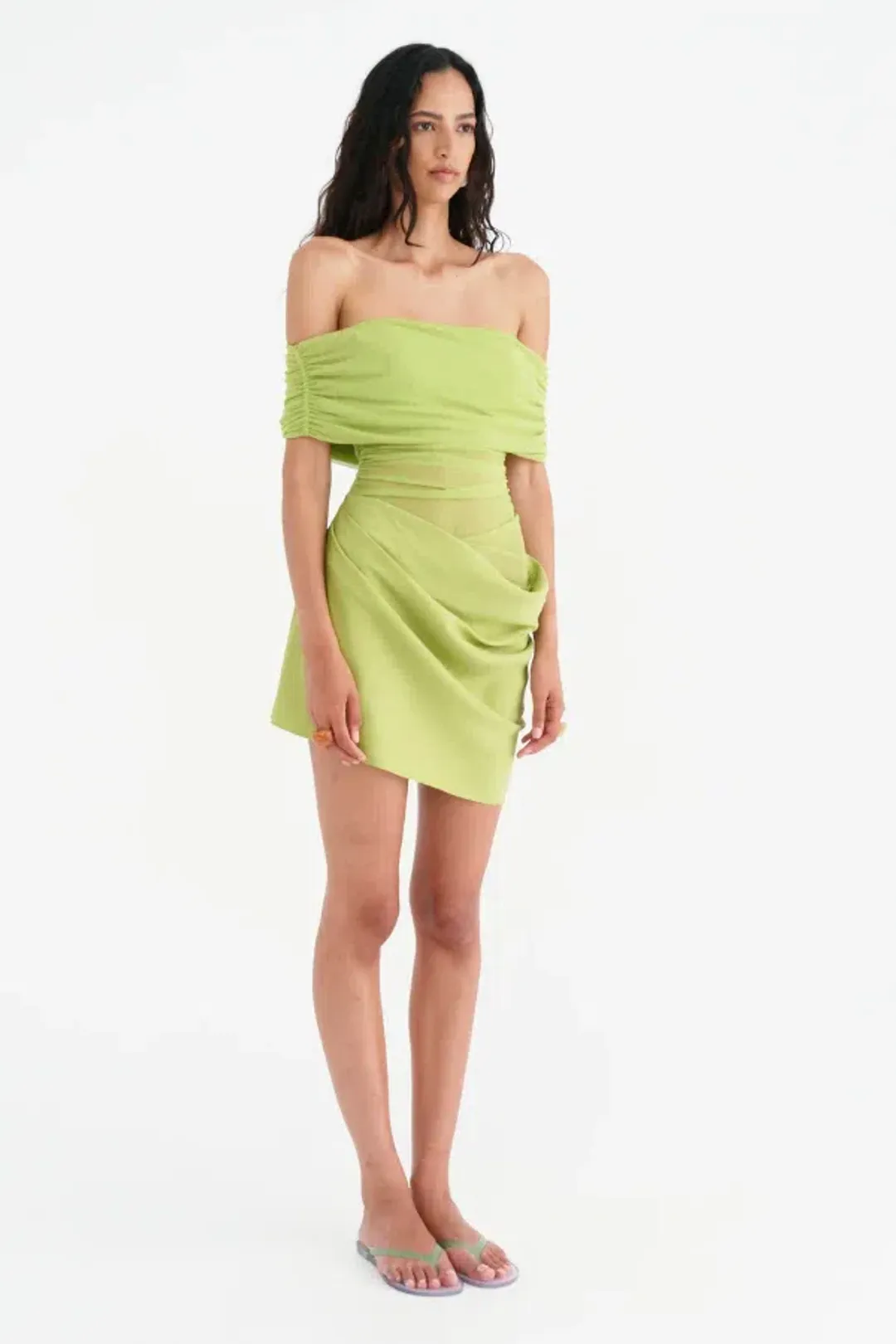 Benni Nico Off Shoulder Mini Dress Apple Size S / AU 8 for rent on The Volte - main image