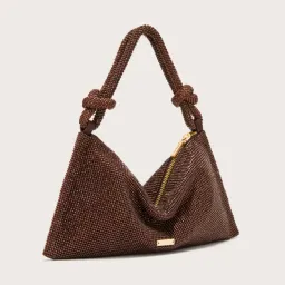 HERA NANO RHINESTONE SHOULDER BAG Brown Java for rent on The Volte - image 2