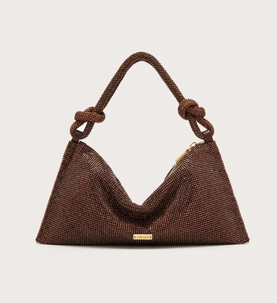 HERA NANO RHINESTONE SHOULDER BAG Brown Java for rent on The Volte - main image