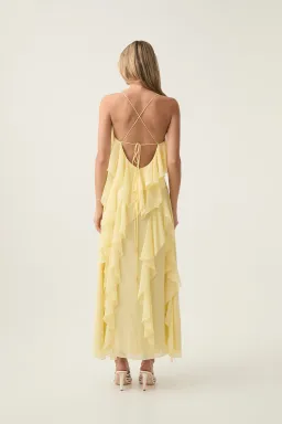 Aje Valentine Frill Maxi Dress in Acacia Yellow Size 8 for rent on The Volte - image 3