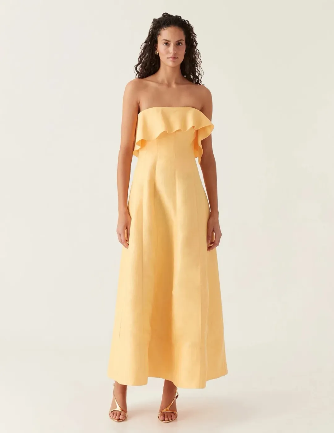 Aje Shallows Strapless Gown Marigold Yellow Size AU 10 for rent on The Volte - main image