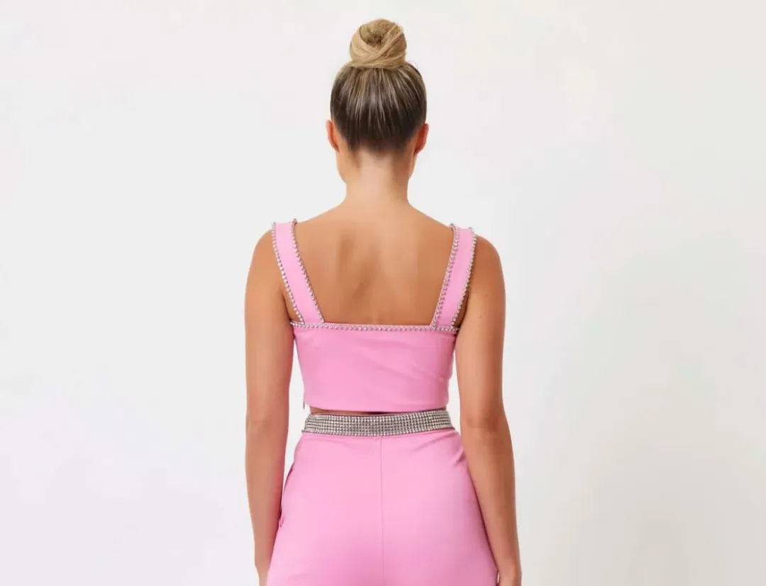 Bianca & Bridgett Hazel Crop Top & Riley Pant Set Pink Size 8 for rent on The Volte - main image