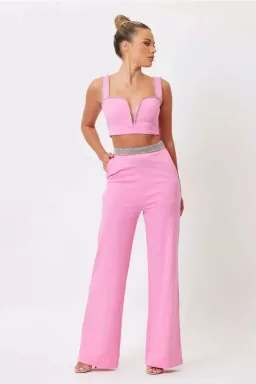 Bianca & Bridgett Hazel Crop Top & Riley Pant Set Pink Size 8 for rent on The Volte - image 1