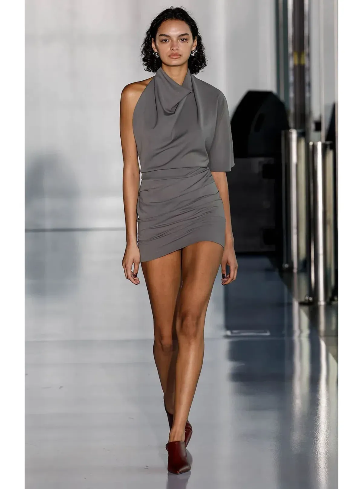 Bec & Bridge Sanja Asym Mini Dress in Elephant Grey Size 10 - Image 1