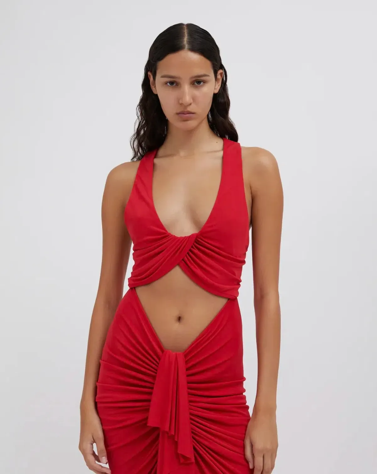 Christopher Esber Vivenda Drape Front Dress Watermelon Red Size 8 - Image 3