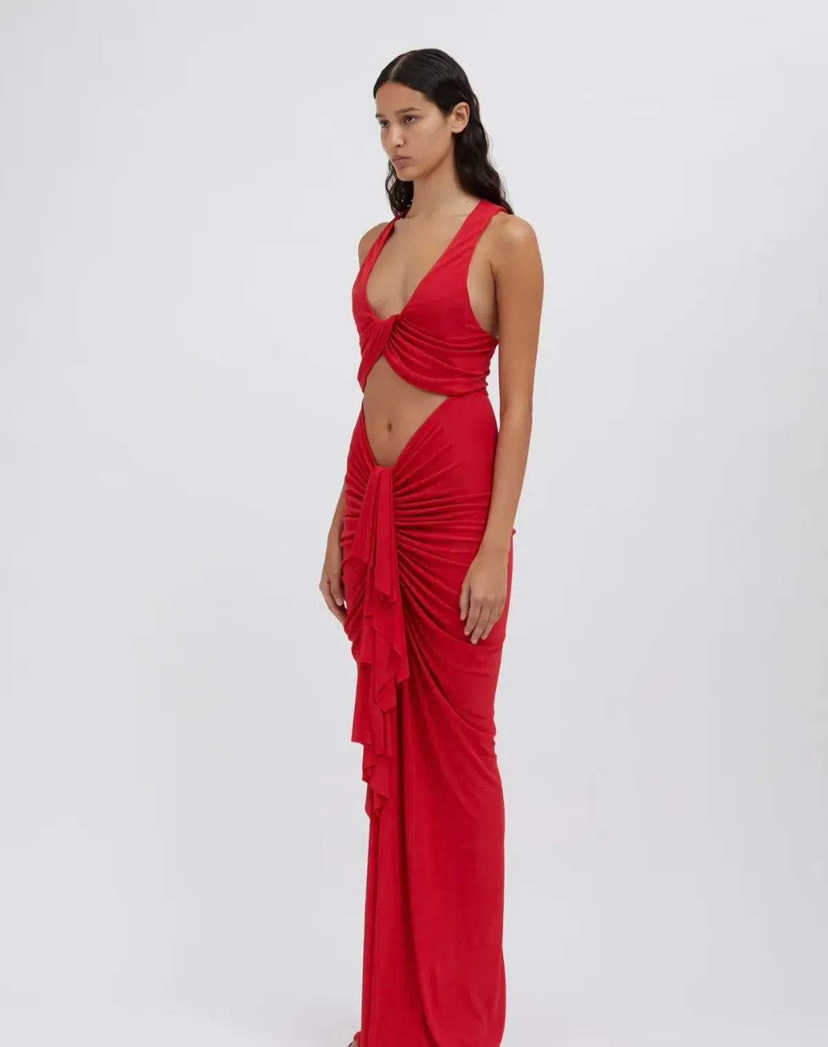 Christopher Esber Vivenda Drape Front Dress Watermelon Red Size 8 - Image 2