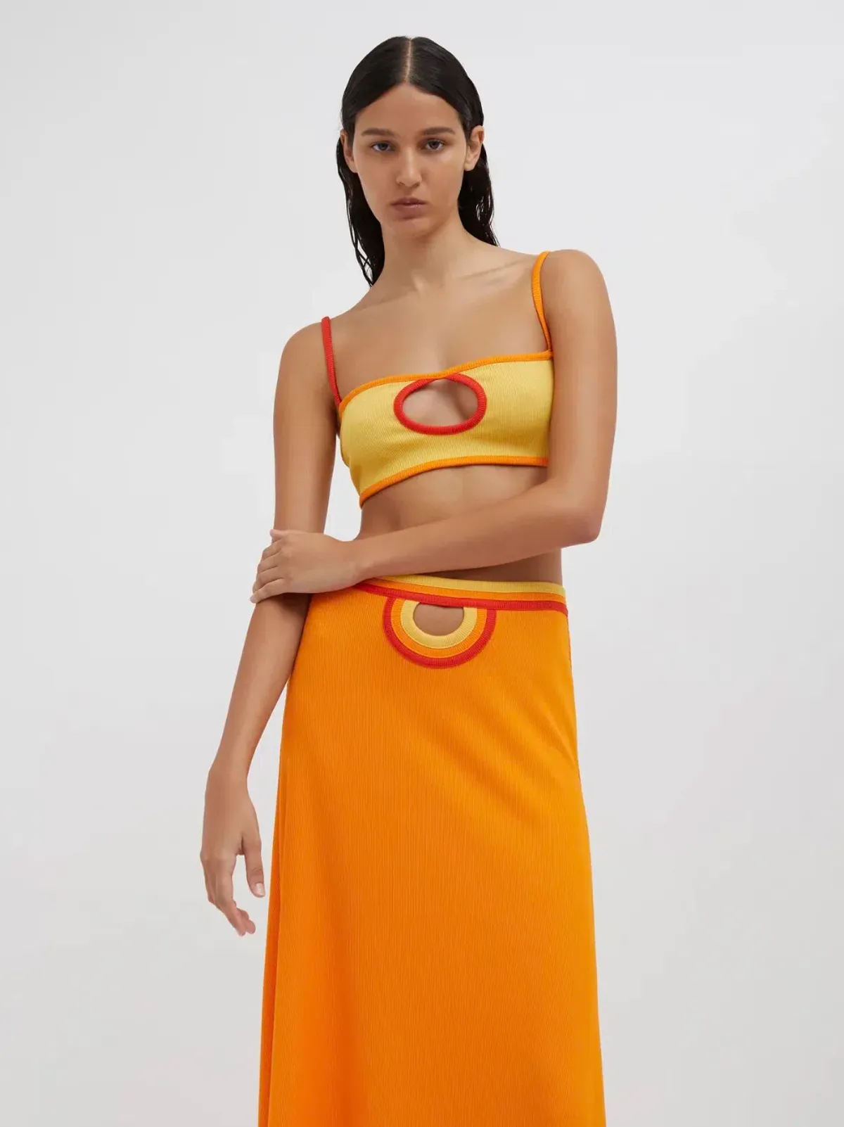 Christopher Esber Multi Verner Loop Hole Skirt Tangerine Multi Size 10 - Image 5