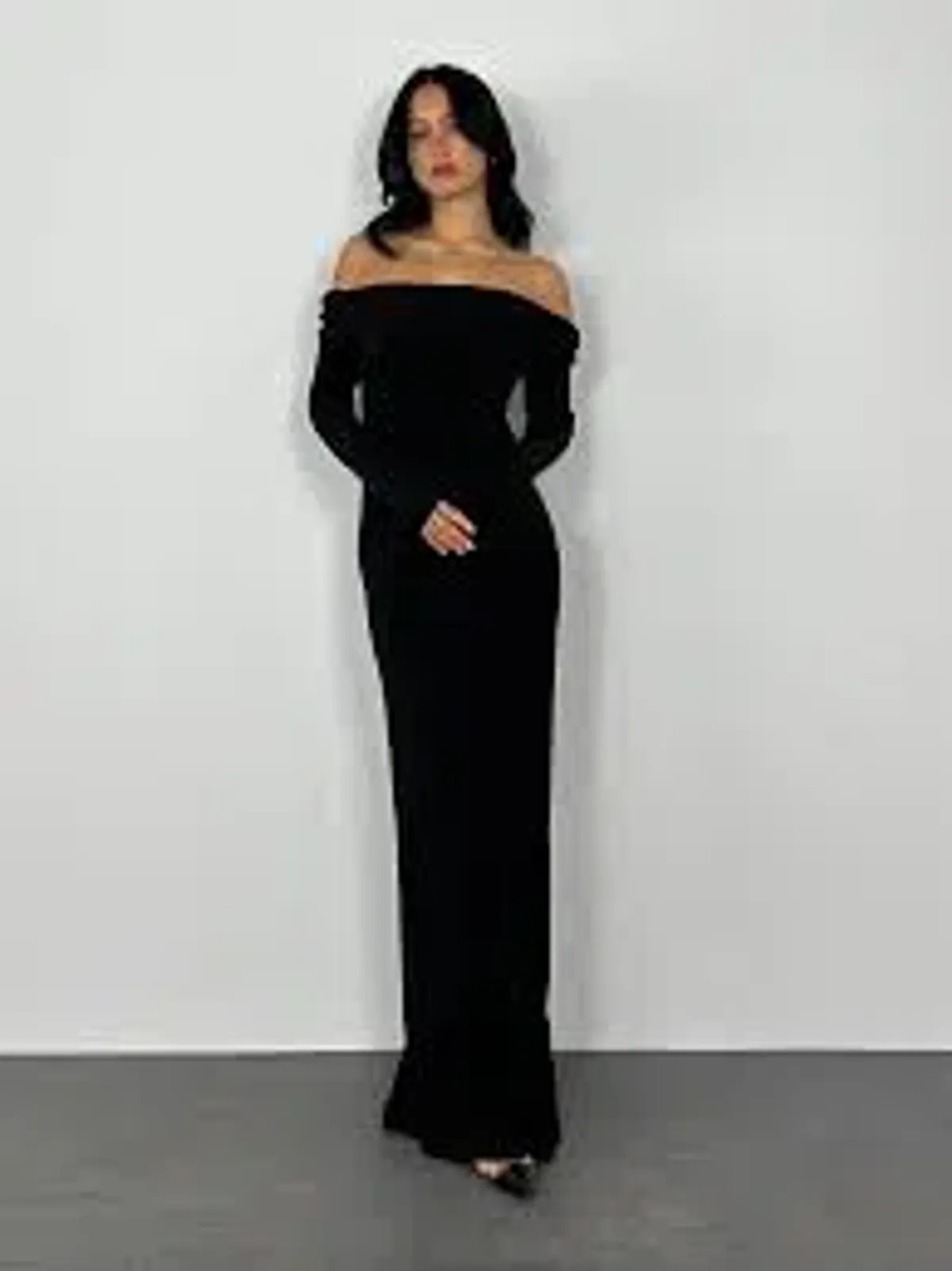 By Nicola Off the Shoulder Maxi Dress in Black Size 8 - Image 1