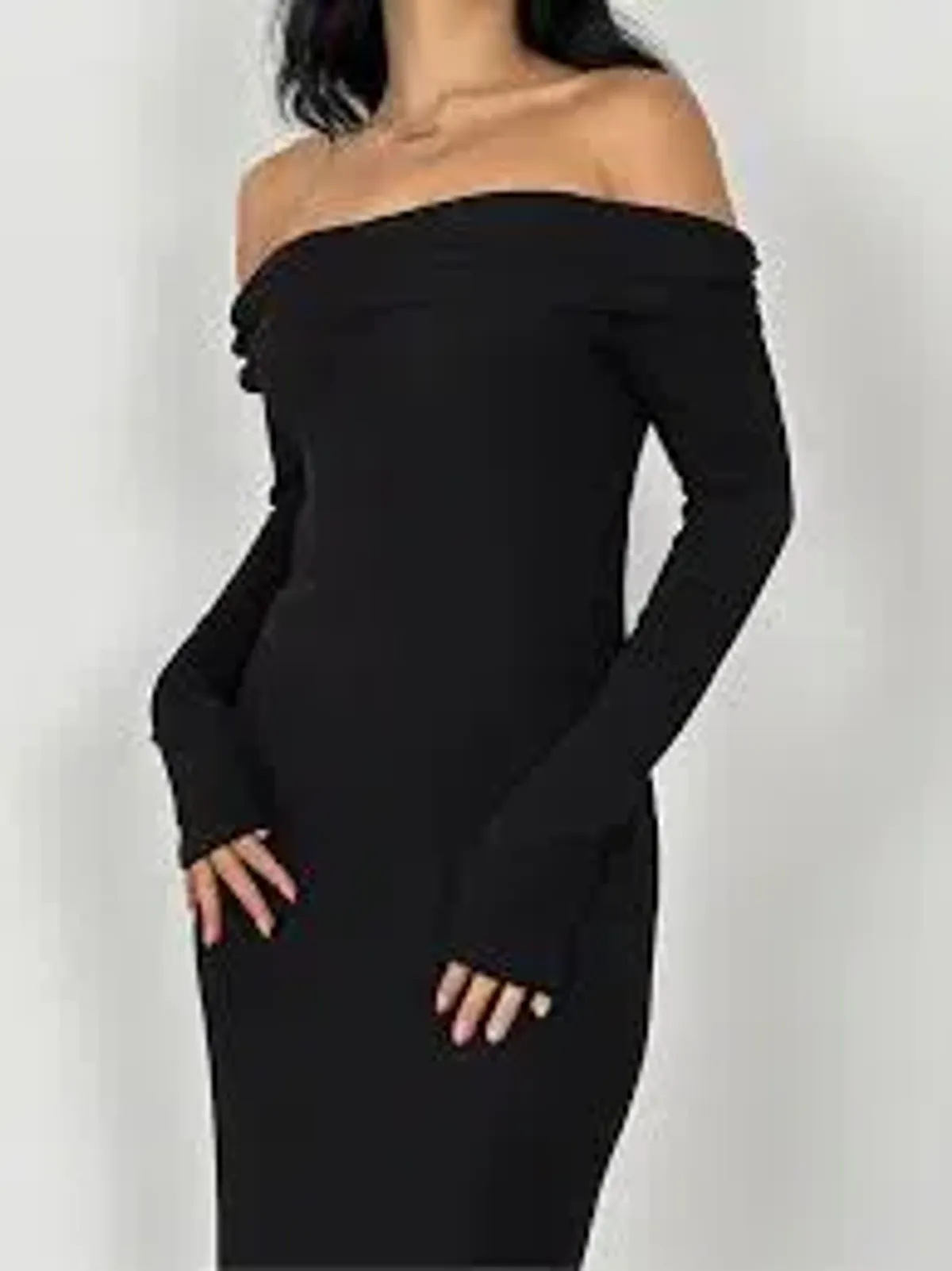 By Nicola Off the Shoulder Maxi Dress in Black Size 8 - Image 2