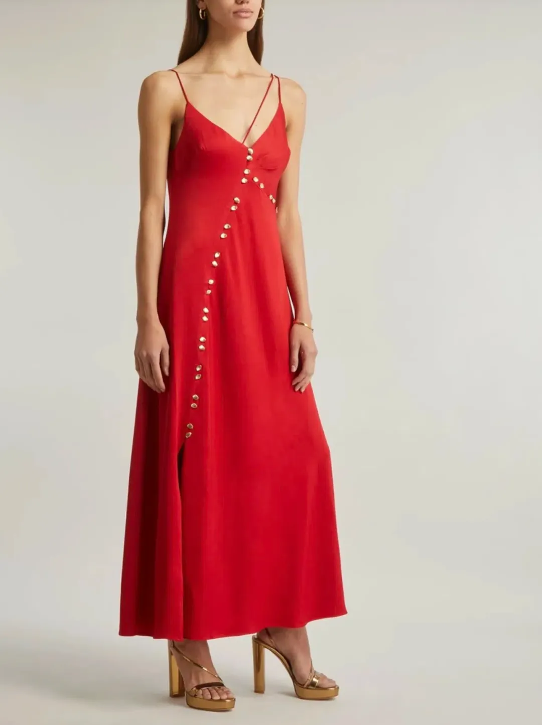 Aje Riddle Button Down Maxi Dress Red Size S / AU 8 for rent on The Volte - main image