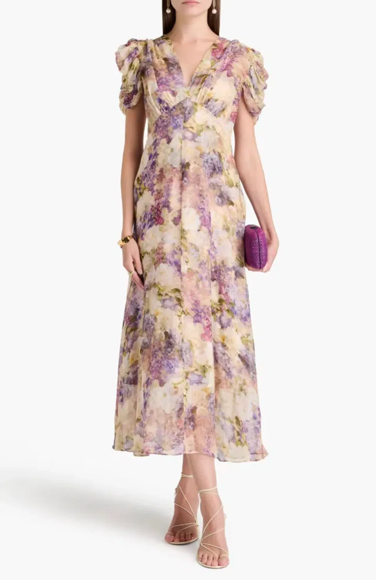 Zimmermann The Lyrical Gather Sleeve Midi in Dreamy Floral Size 0/Au 8 - Image 2