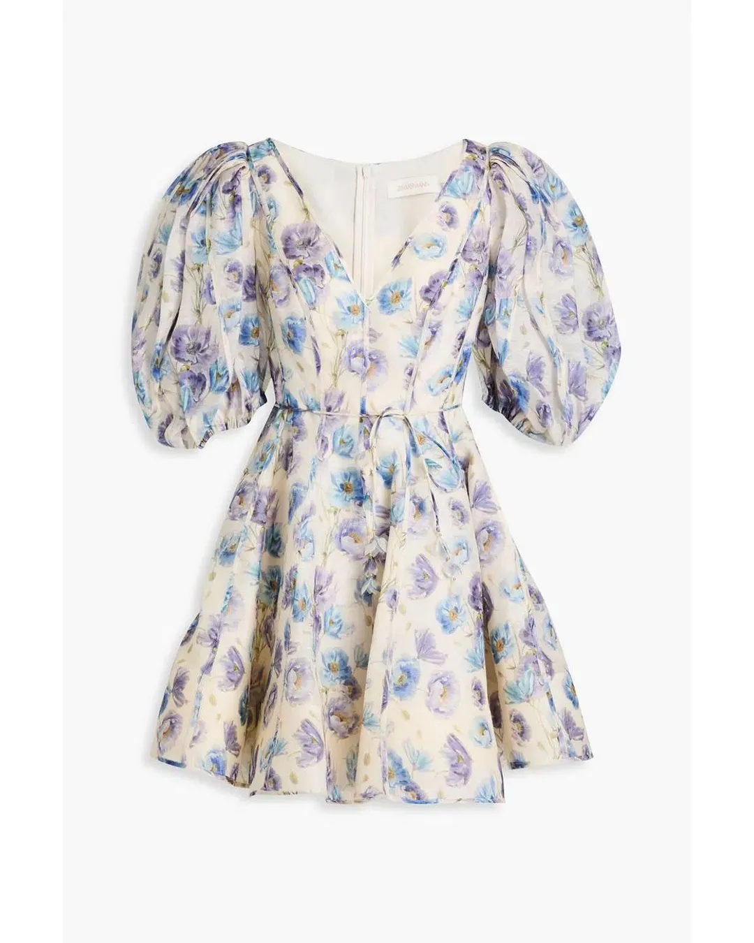 Zimmermann Tama Puff Sleeve Mini Dress Cornflower Blue Size 3 / AU 14 for rent on The Volte - main image