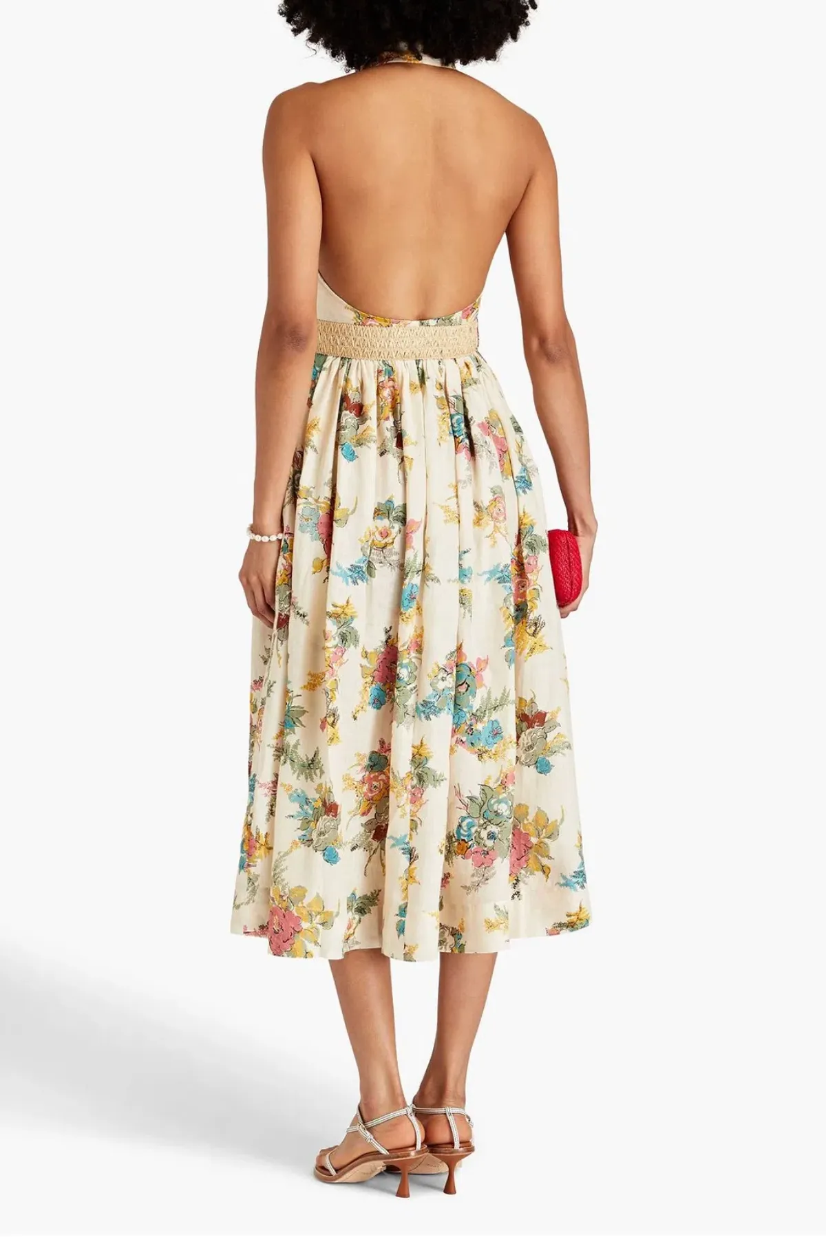 Zimmermann Clover Linen Halterneck Midi Dress Floral Size 3 / AU 14 - Image 2